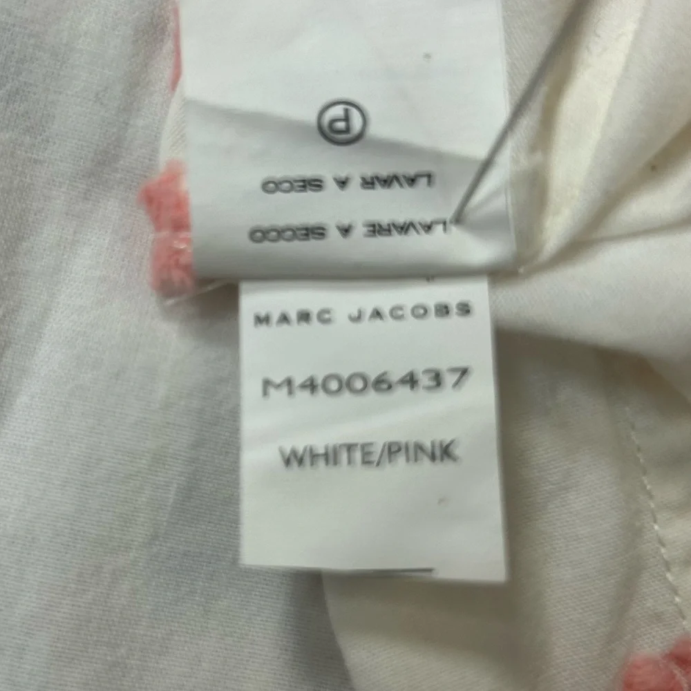 Marc Jacobs White Shirt with Pink Flamingo Pattern & Rhinestones. - Picture 10 of 11